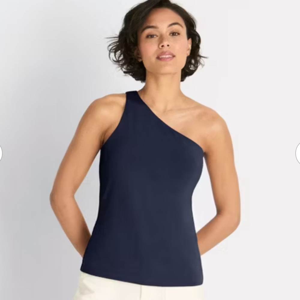 Lands' End One-Shoulder Navy tank Top